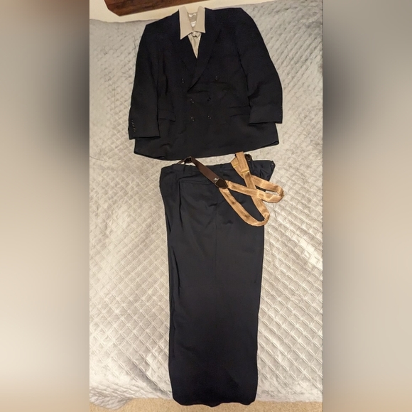Pronto-UOMO FriezeLessona Super 100's Navy blue 2X suit
